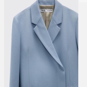 ZARA WOMEN WOOL BLEND LONG COAT LIMITED EDITION SKY BLUE - SIZE M